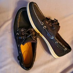 Black/Gold Suede Sperry Shoes